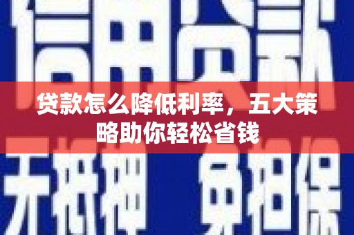 龙川贷款怎么降低利率，五大策略助你轻松省钱