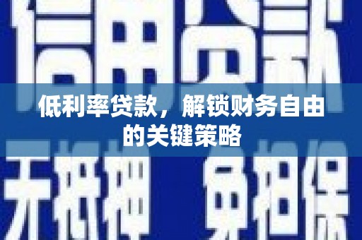 龙川低利率贷款，解锁财务自由的关键策略