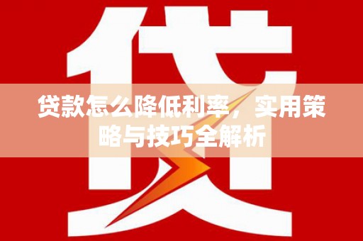 龙川贷款怎么降低利率，实用策略与技巧全解析