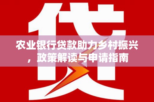 龙川农业银行贷款助力乡村振兴，政策解读与申请指南