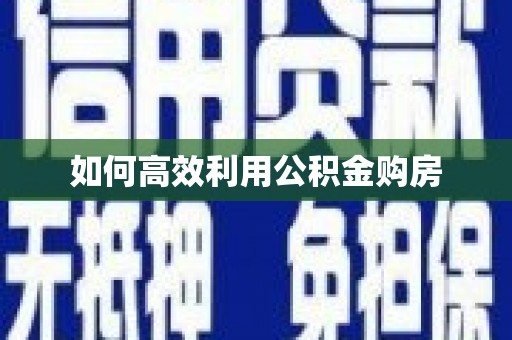 龙川如何高效利用公积金购房